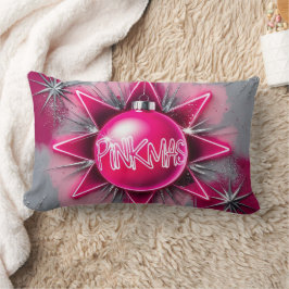 Cojín Lumbar Pinkmas – Neon Holiday Pop Art