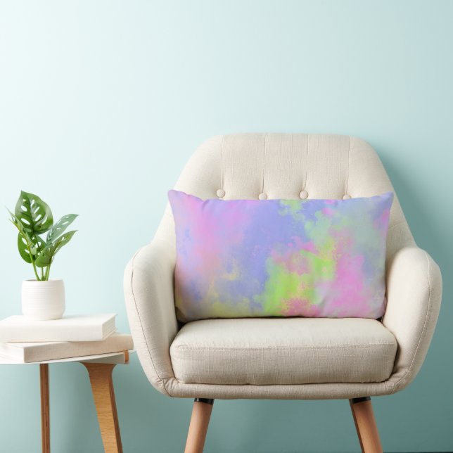Cojín Lumbar Pinta arcoiris Splatt efecto rosa verde azul (Silla)