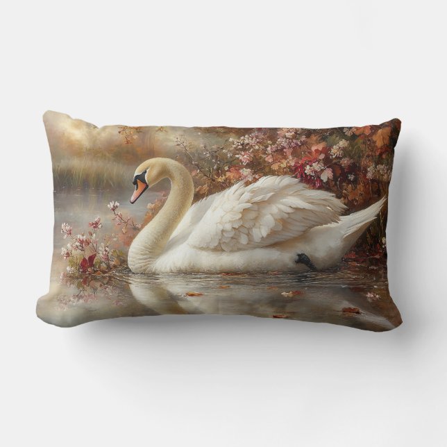 Cojín Lumbar Pintado de follaje otoñal de Swan Pastel (Anverso)
