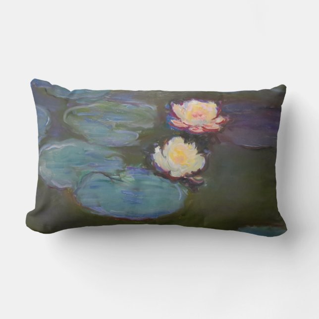 Cojín Lumbar Pintado de naves acuáticas de Monet Water Lily Lil (Anverso)