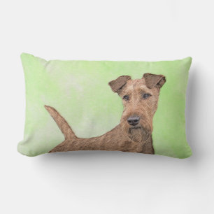 Cojín Lumbar Pintado Terrier Irlandés - Arte de Perro Original.