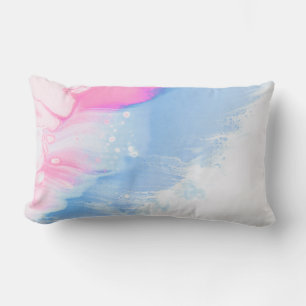Cojín Lumbar Pintura abstracta azul blanco y rosa