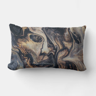 Cojín Lumbar Pintura abstracta negra, marrón y gris