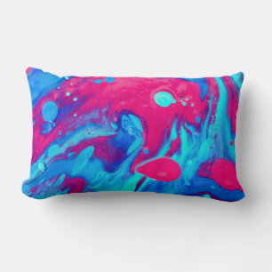 Cojín Lumbar Pintura abstracta violeta y azul