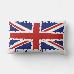 Cojín Lumbar Pintura británica del chapoteo de la bandera