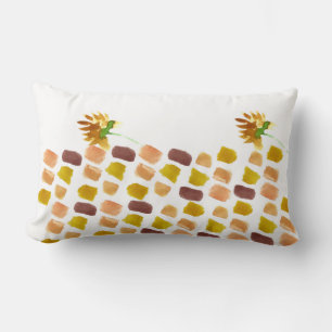 Cojín Lumbar Pintura con pincel floral amarilla acuarelada a ma