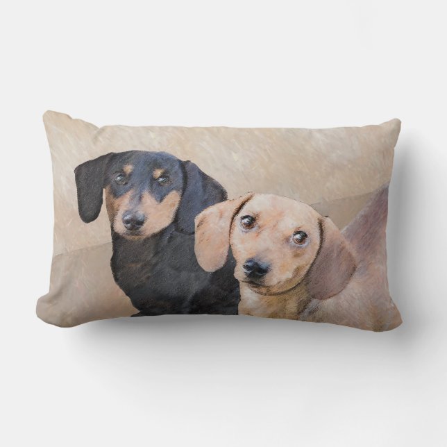 Cojín Lumbar Pintura Dachshund (suave) - Arte Perro Original (Anverso)