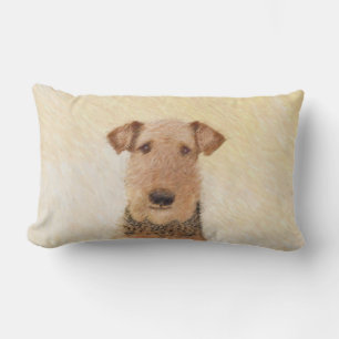 Cojín Lumbar Pintura de Airedale Terrier - Arte original y boni