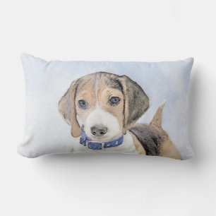 Cojín Lumbar Pintura de Beagle - Arte Original de Perro Lindo