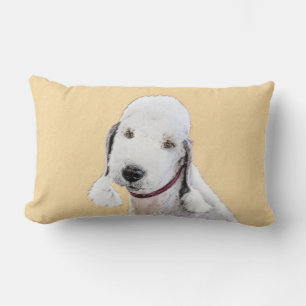 Cojín Lumbar Pintura de Bedlington Terrier - Original Perro Art