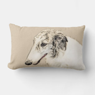 Cojín Lumbar Pintura de Borzoi (atigrado plateado) Arte origina