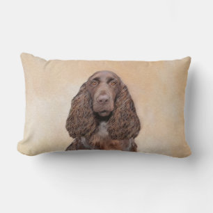 Cojín Lumbar Pintura de campo español - Arte de perro original 