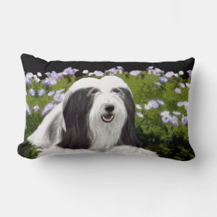 Cojín Lumbar Pintura de Collie Barbudo - Arte de Perro Original