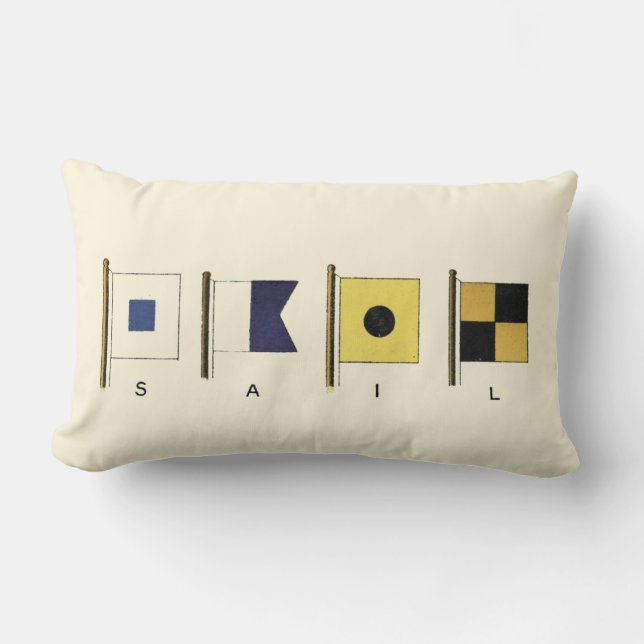 Cojín Lumbar Pintura de cuatro banderas con vela escrita debajo (Anverso)