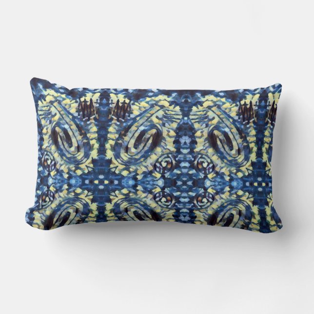 Cojín Lumbar Pintura de Dedo - Blues (Anverso)