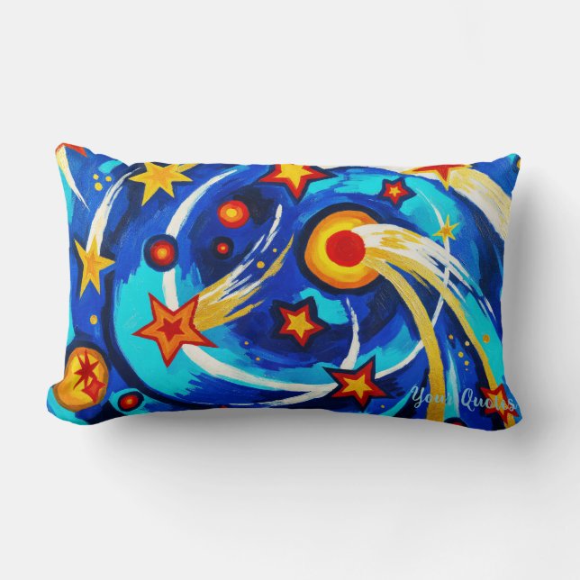 Cojín Lumbar Pintura de galaxia azul turquesa abstracta Espacio (Anverso)