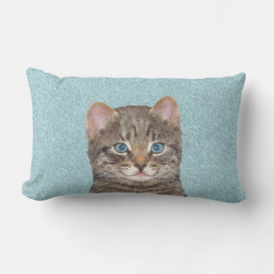 Cojín Lumbar Pintura de gatos en la mesa gris - Arte de gatos o