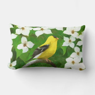 Cojín Lumbar Pintura de Goldfinch - Arte de Perro Original.