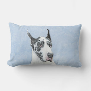 Cojín Lumbar Pintura de Great Dane (Harlequin) - Arte original 
