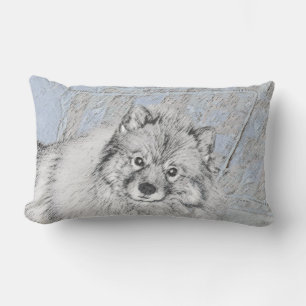 Cojín Lumbar Pintura de Keeshond Beth - Arte de Perro Original.