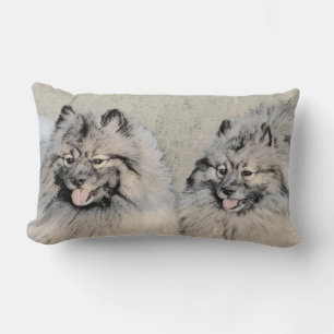 Cojín Lumbar Pintura de Keeshond Brothers - Arte Perro Original
