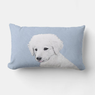 Cojín Lumbar Pintura de Kuvasz - Arte de perro original lindo