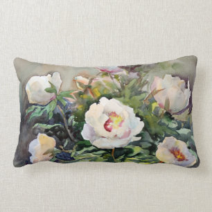 Cojín Lumbar Pintura de la acuarela de las flores hermosas