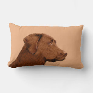 Cojín Lumbar Pintura de Labrador Recuperador (Chocolate) - Arte