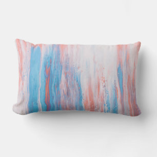 Cojín Lumbar Pintura de lienzo rosa y azul