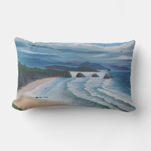 Cojín Lumbar Pintura de los paisajes marinos de Cannon Beach