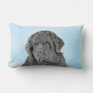 Cojín Lumbar Pintura de Newfoundland - Cute original Dog Art