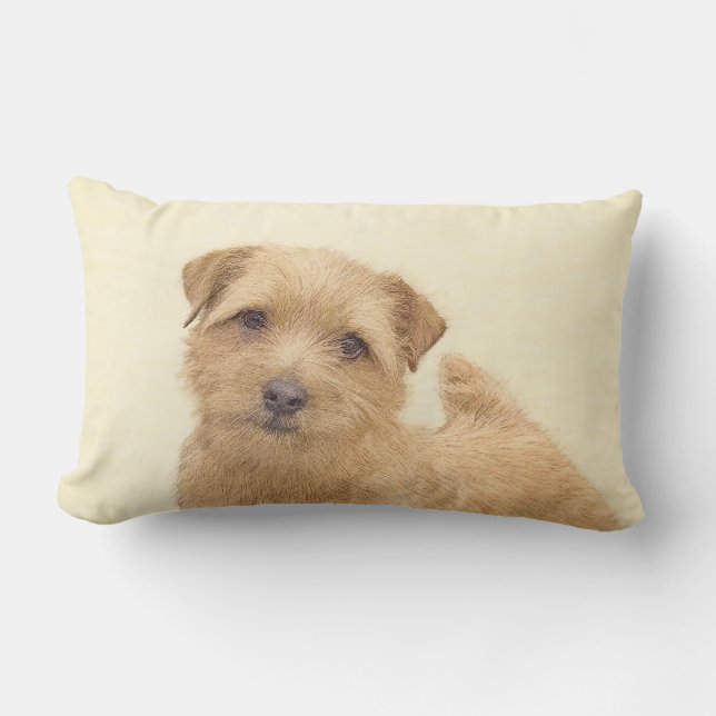 Cojín Lumbar Pintura de Norfolk Terrier - Arte Perro Original (Anverso)