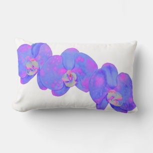 Cojín Lumbar Pintura de orquídea violeta morada de acuarela