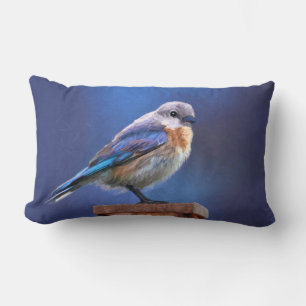 Cojín Lumbar Pintura de pájaro azul (hembra) - Arte de pájaros