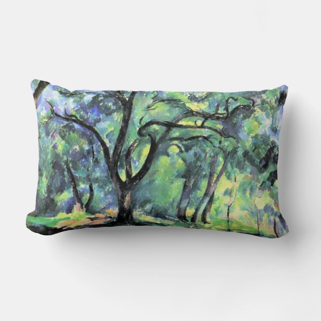 Cojín Lumbar Pintura de Paul Cezanne, Bosque, (Anverso)