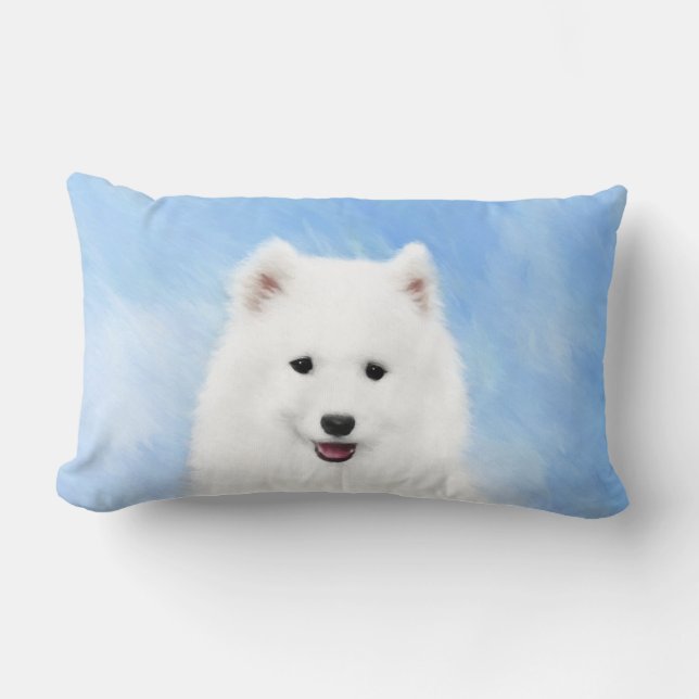 Cojín Lumbar Pintura de pimienta de Samoyed - Arte Perro Origin (Anverso)