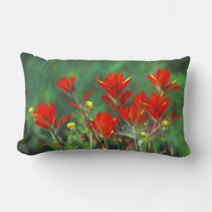 Cojín Lumbar Pintura de pincel indio - Arte de flores original