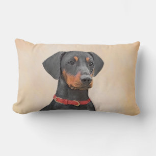 Cojín Lumbar Pintura de Pinscher original de arte animal