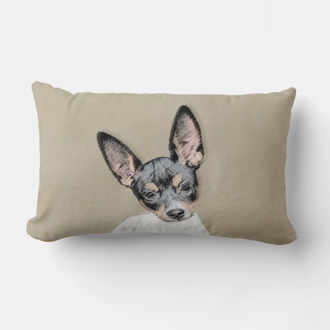 Cojín Lumbar Pintura de Rat Terrier - Arte Perro Original. (Anverso)