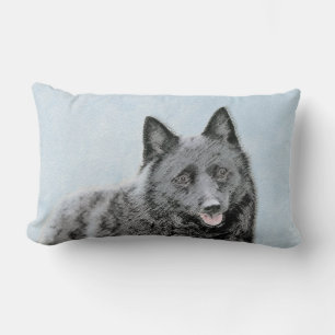 Cojín Lumbar Pintura de Schipperke - Arte Perro Original Cuto