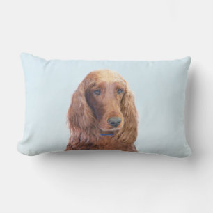 Cojín Lumbar Pintura de Setter Irlandés - Arte de Perro Origina