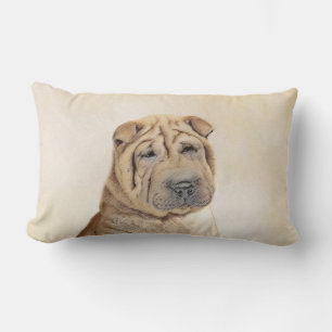 Cojín Lumbar Pintura de Shar Pei - Arte Perro Original Cuto
