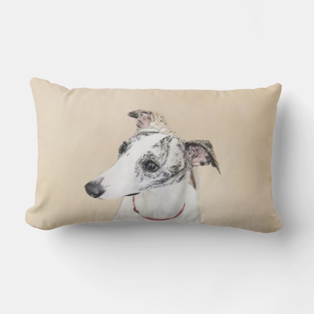 Cojín Lumbar Pintura de Whippet - Arte Cute Original Perro (Anverso)
