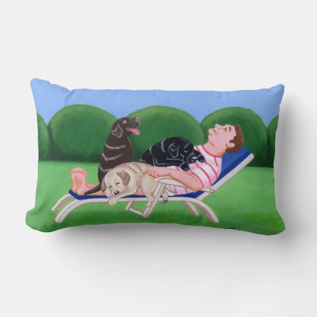 Cojín Lumbar Pintura del papá de Labrador (Anverso)