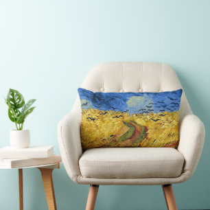 Cojín Lumbar Pintura impresionista de Van Gogh Wheat Fields