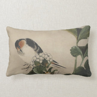 Cojín Lumbar Pintura japonesa del pájaro del vintage