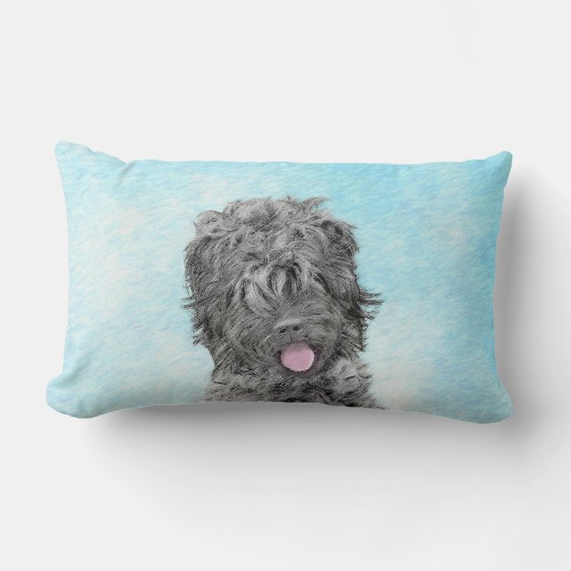 Cojín Lumbar Pintura negra del territorio ruso - Perro original (Anverso)