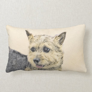 Cojín Lumbar Pintura Norwich Terrier - Arte de Perro Original.