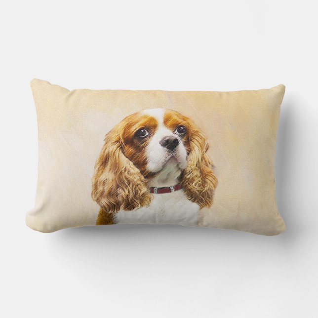 Cojín Lumbar Pintura original del Cavalier King Charles Spaniel (Anverso)