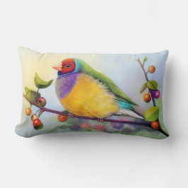 Cojín Lumbar Pintura realista del pinzón de Gouldian